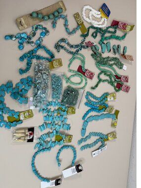Turquoise Bead Lot-Howlite, Reconstituted Stone Angel, Quartzite, Chips-2.8LbNew
